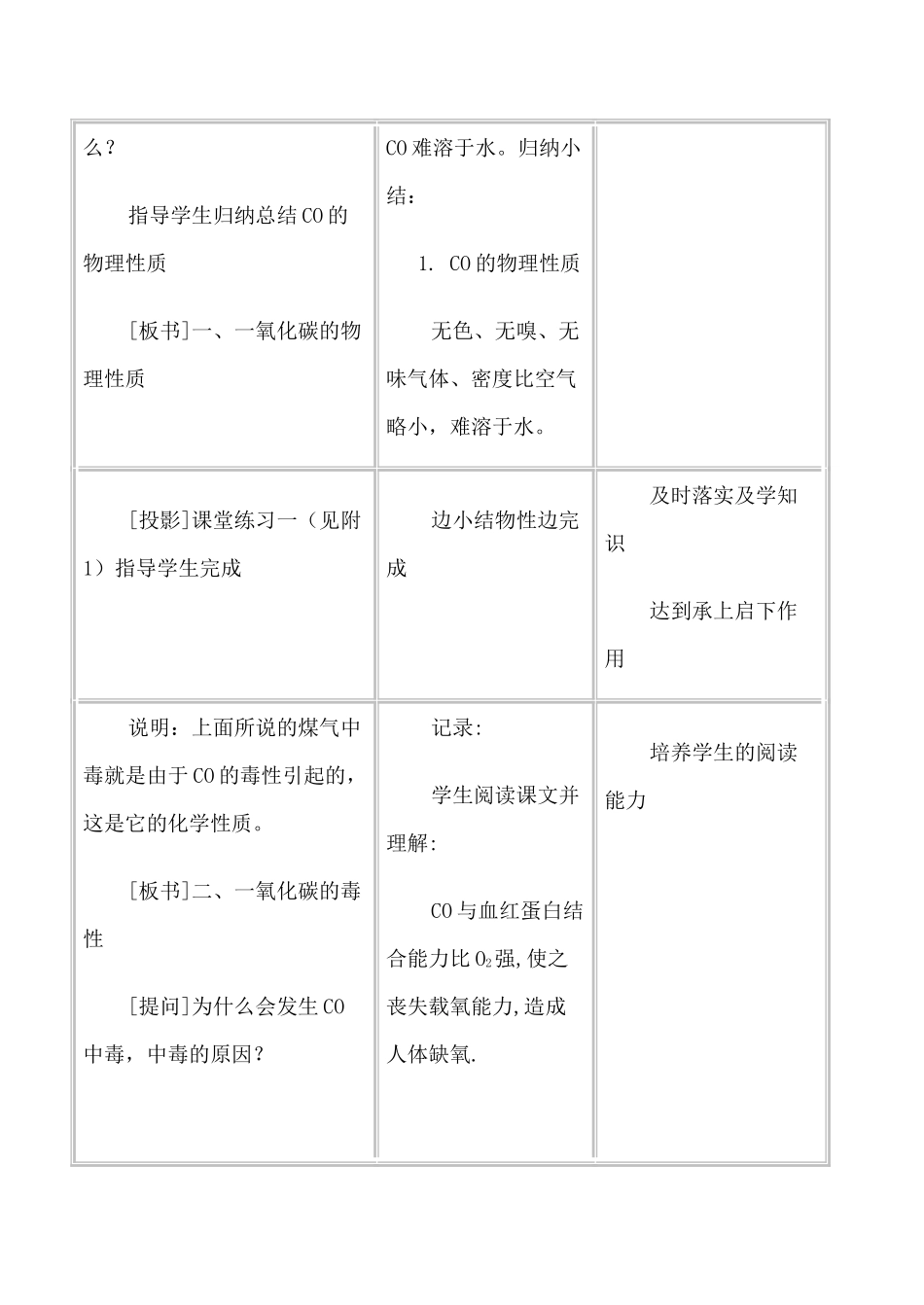 新人教版九年级化学一氧化碳教案_第3页