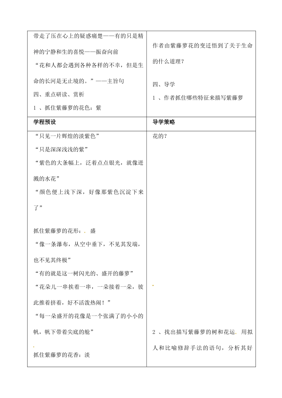江苏省海门市城北初级中学七年级语文下册《紫藤萝瀑布》教案苏教版_第3页