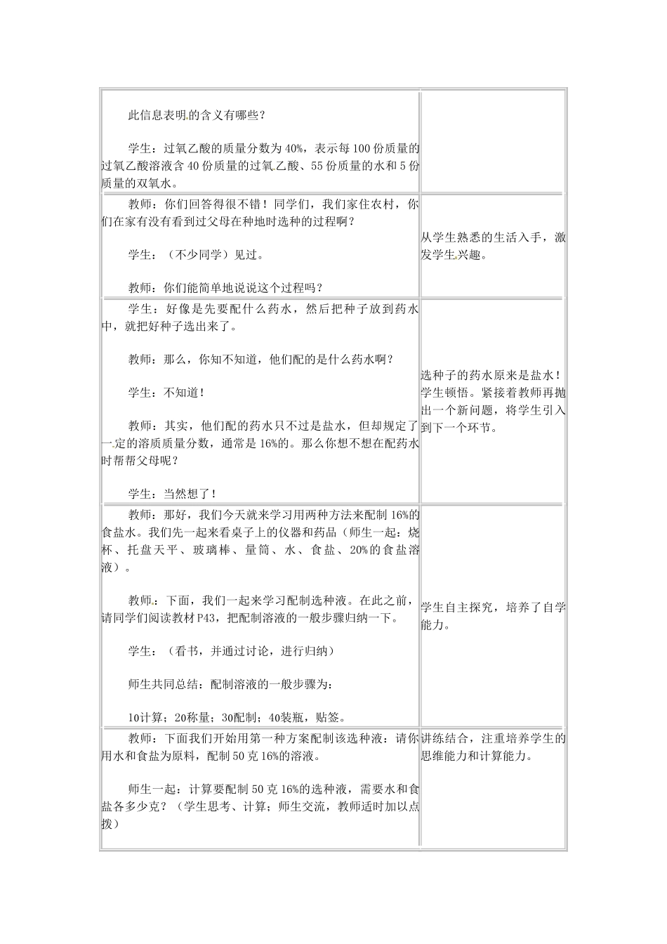 天津市梅江中学九年级化学下册 第九单元 溶液 课题3 溶质的质量分数（第二课时）教案 新人教版_第2页