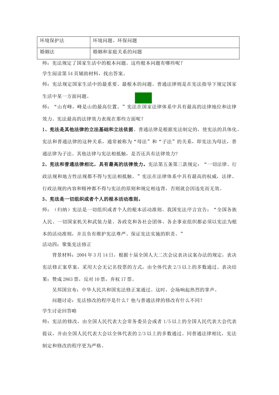 八年级政治下册《15.神圣的宪法（第一课时）》教案 苏教版_第2页