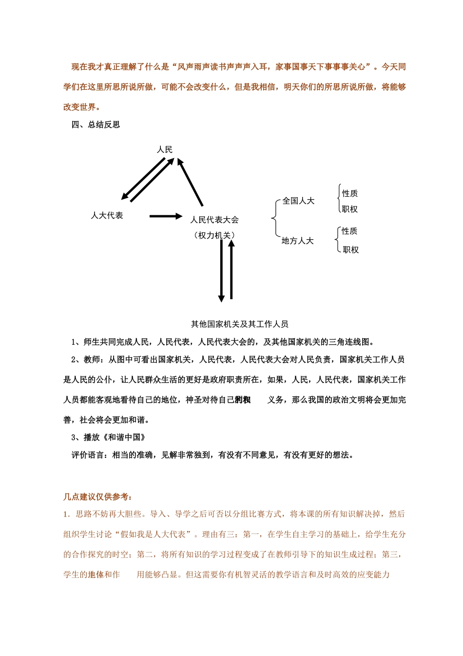 九年级政治《人民代表大会 国家权力机关》教学设计_第3页