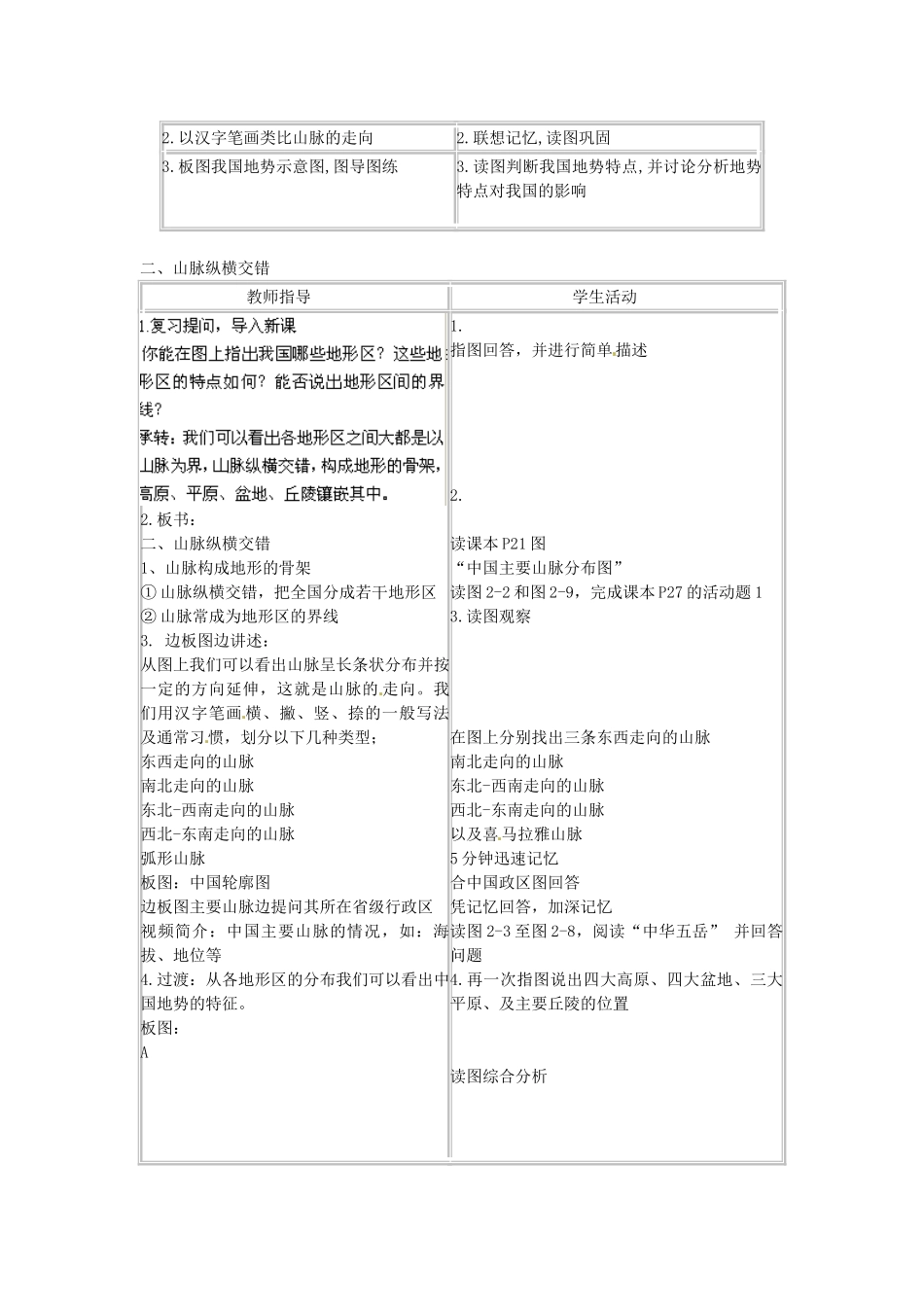 福建省建瓯市徐墩中学八年级地理上册《2.1 中国的地形》教案 （新版）新人教版_第3页