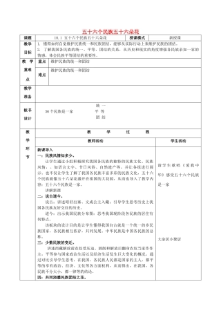 八年级政治下册 第六单元 复兴中华 第18课 民族情 民族魂 第1框 五十六个民族五十六支花教案 苏教版-苏教版初中八年级下册政治教案