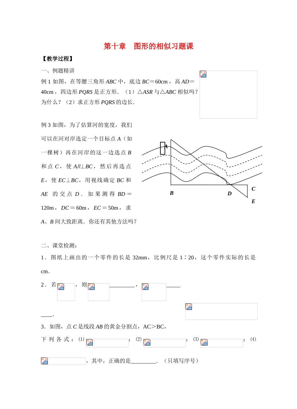 八年级数学下册第十章图形的相似习题课教案苏科版_第1页