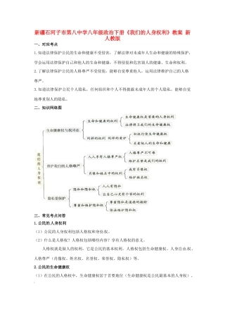 新疆石河子市第八中学八年级政治下册《我们的人身权利》教案 新人教版