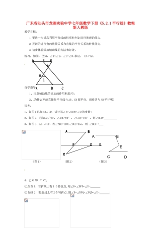 广东省汕头市龙湖实验中学七年级数学下册《5.2.1平行线》教案2 新人教版