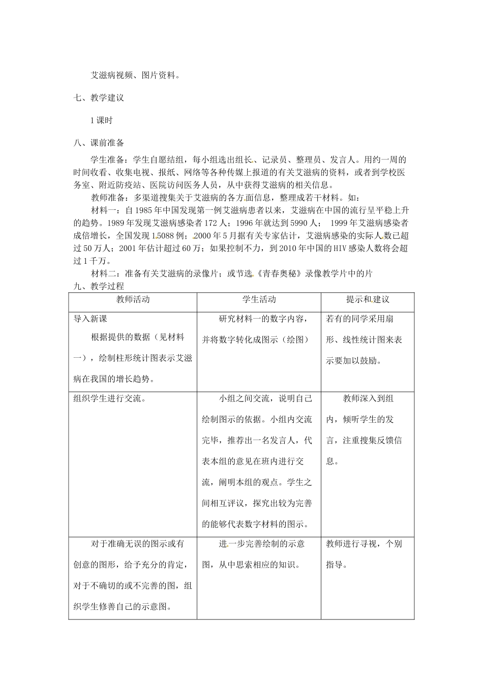 河北省隆化县第二中学七年级生物下册 艾滋病的发生与流行教案 冀教版_第2页