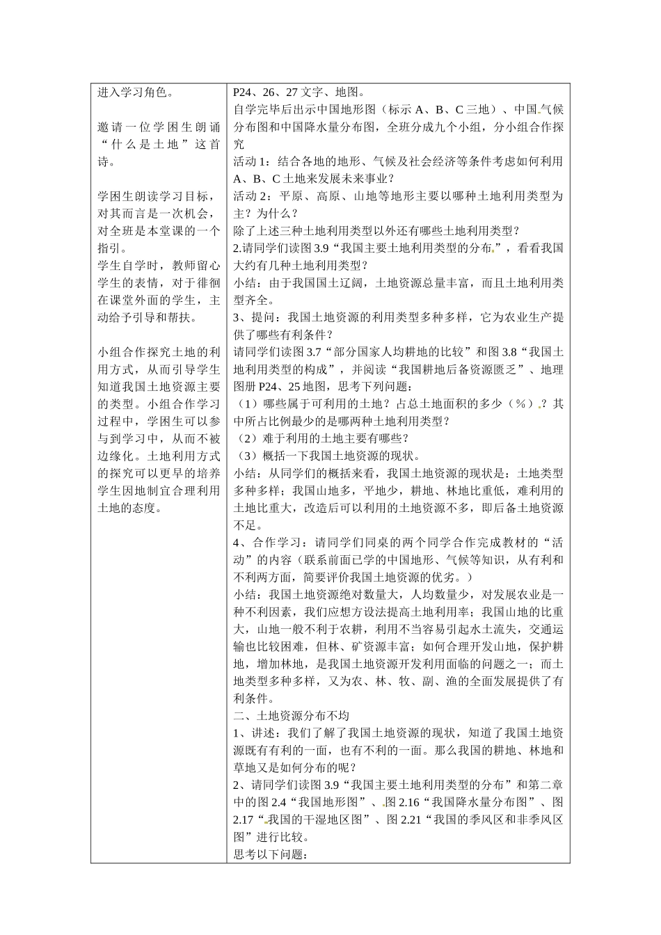 广东省珠海十中八年级地理上册《3.2 土地资源》公开课教案 新人教版_第2页