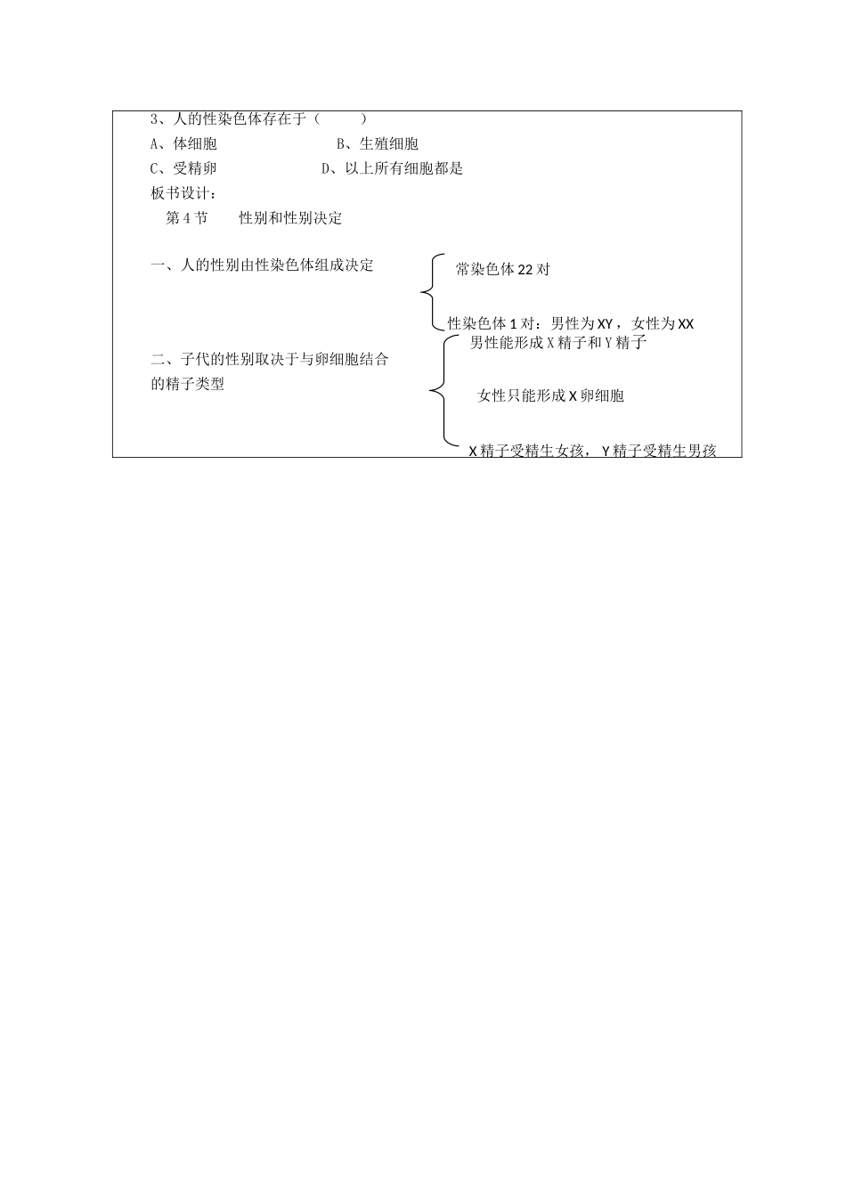 广东省深圳市八年级生物上册 20.4性别和性别决定教学设计 （新版）北师大版-（新版）北师大版初中八年级上册生物教案_第3页