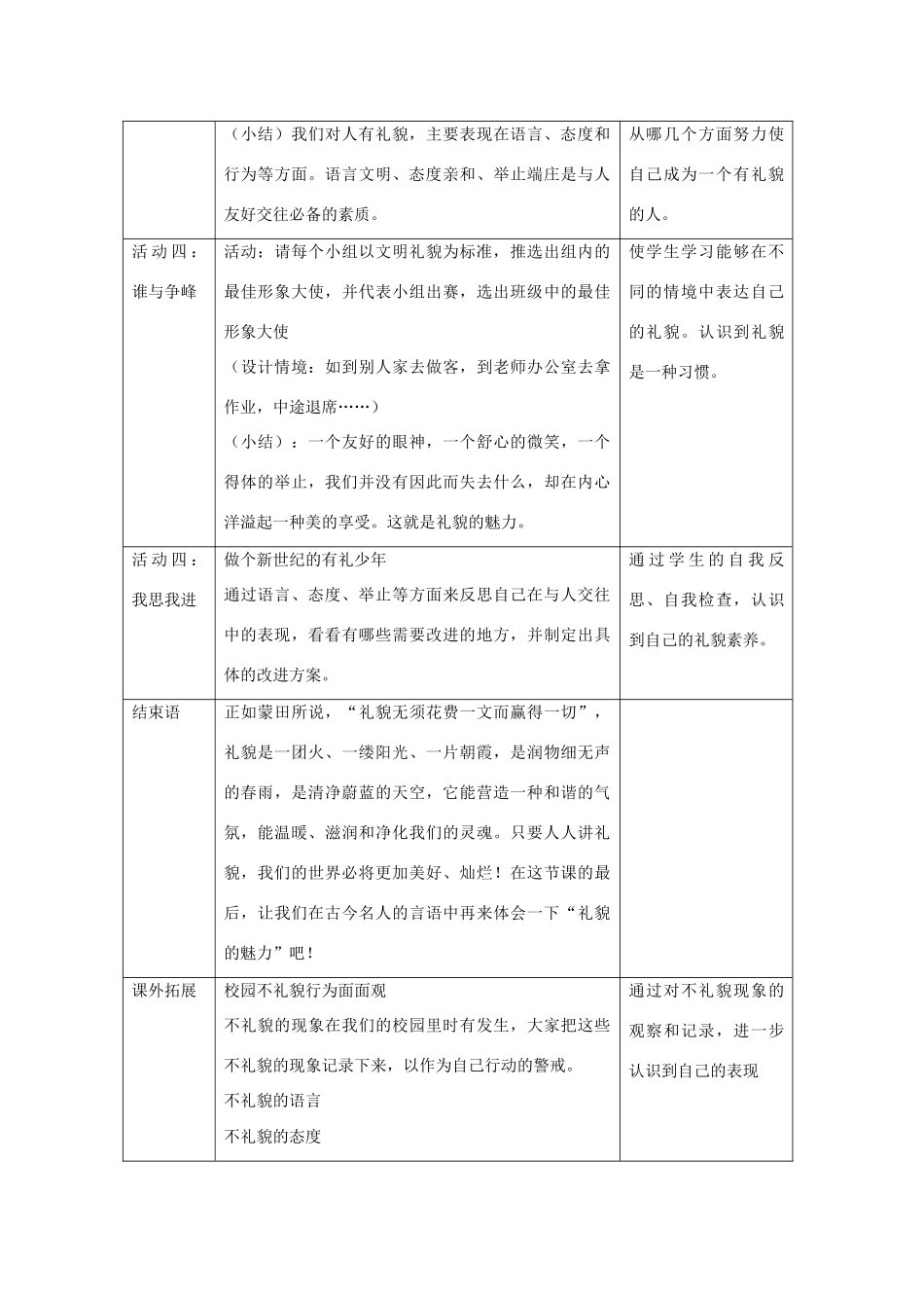 八年级政治上册 第七课 友好交往礼为先 礼貌显魅力教学设计 人教新课标版　_第3页