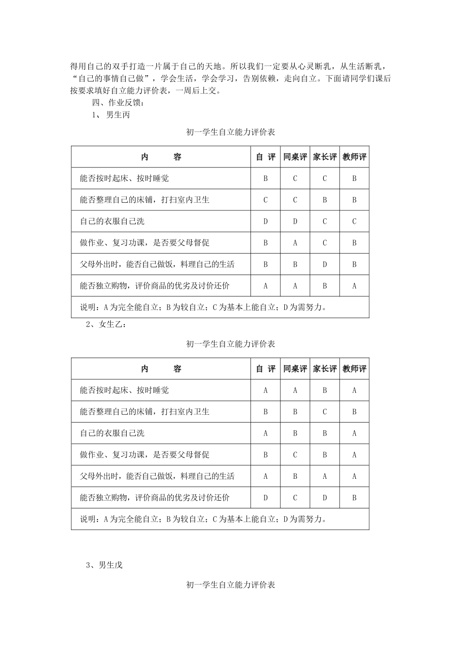 七年级政治下册 告别依赖，走向自立人生教案 人教新课标版_第3页
