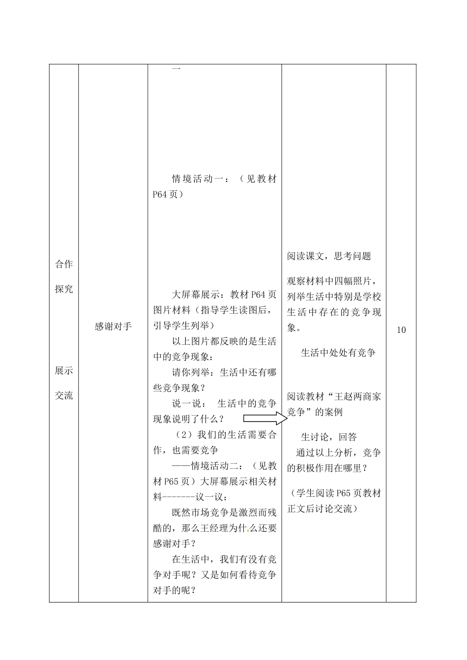 山东省临沭县第三初级中学八年级政治上册《竞争不忘合作》教案 人教新课标版_第3页