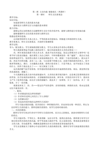 八年级政治人教版老师伴我成长 主动沟通 健康成长