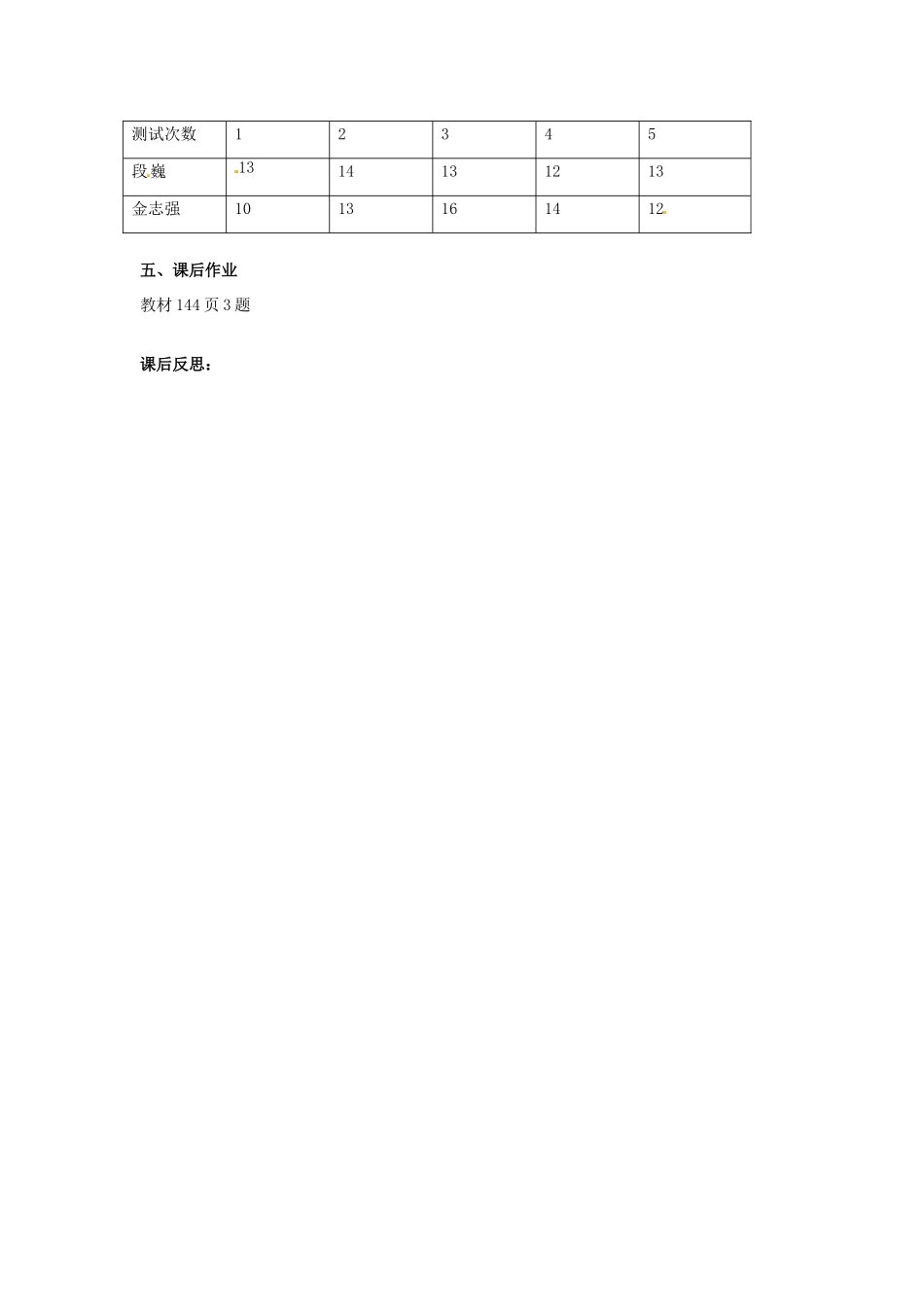 河北省秦皇岛市抚宁县驻操营学区八年级数学下册 20.2 数据的波动—极差和方差教案 新人教版_第2页
