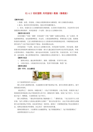 山东省滕州市大坞镇大坞中学九年级政治全册《2.4.2 切好蛋糕 共同富裕》教案 鲁教版