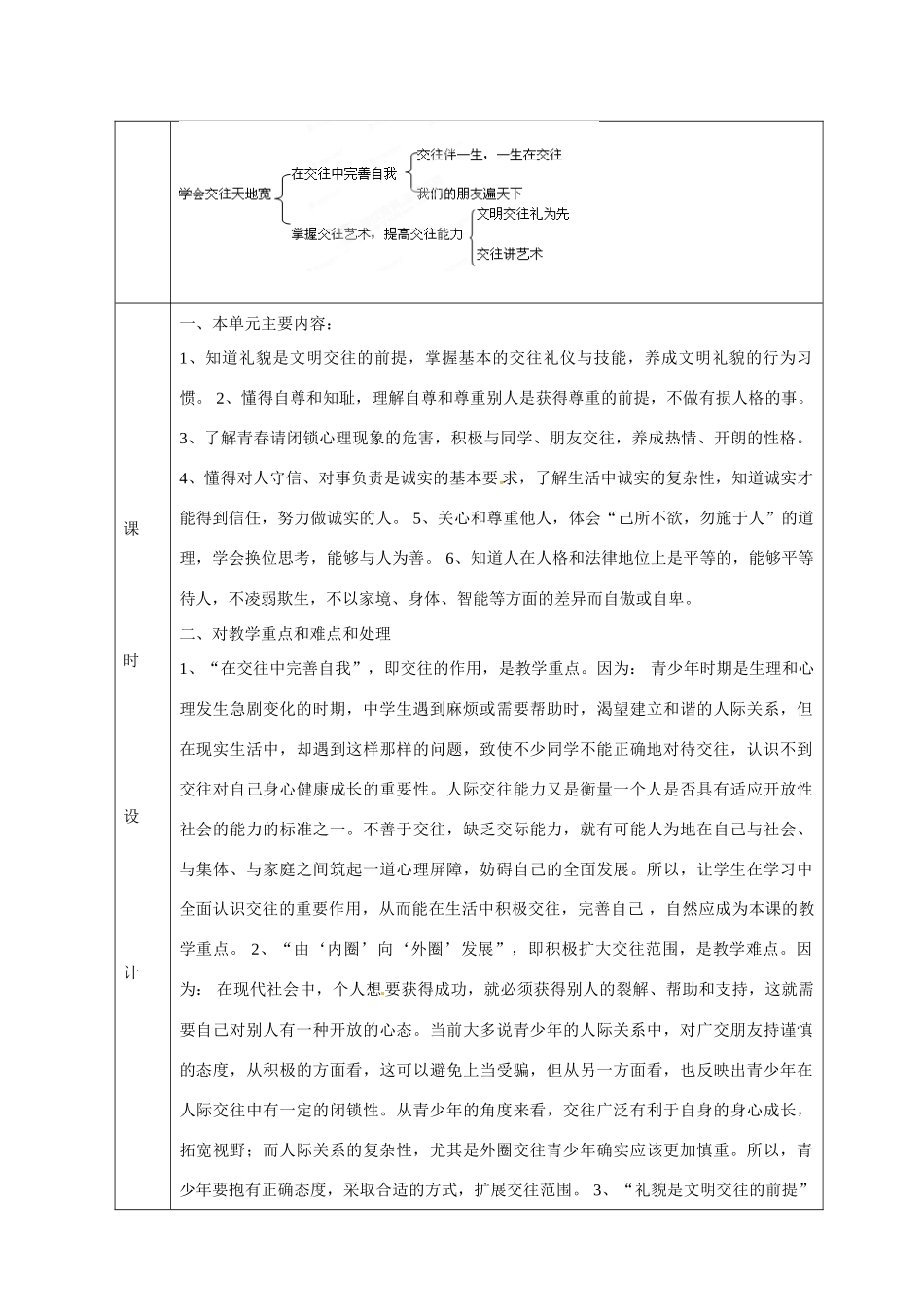 山东省邹平县礼参初级中学八年级政治上册 第二单元 学会交往天地宽教案 鲁教版_第2页