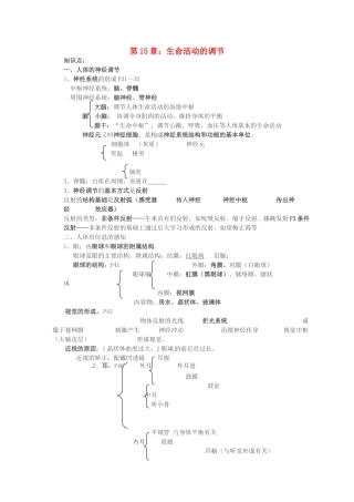 第15章 生命活动的调节 章复习教案