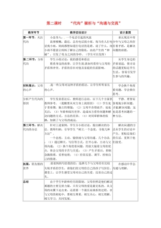 四川省宜宾县复龙初级中学八年级政治上册 第二课时 “代沟”疑析与“沟通与交流”教案 教科版