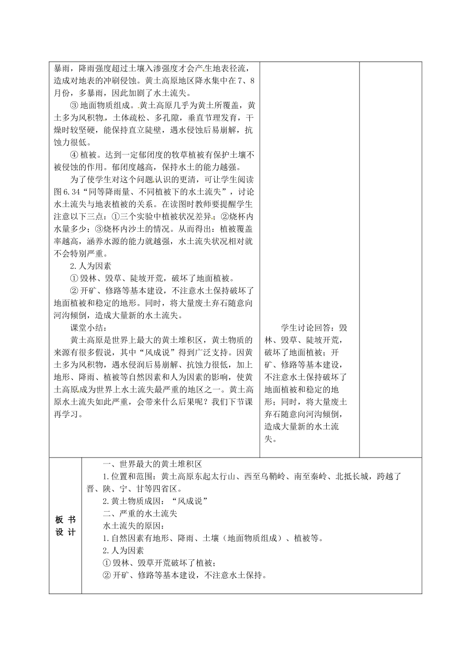 甘肃省武威第十一中学八年级地理下册《第六章 第三节 黄土高原》教案1 新人教版_第3页