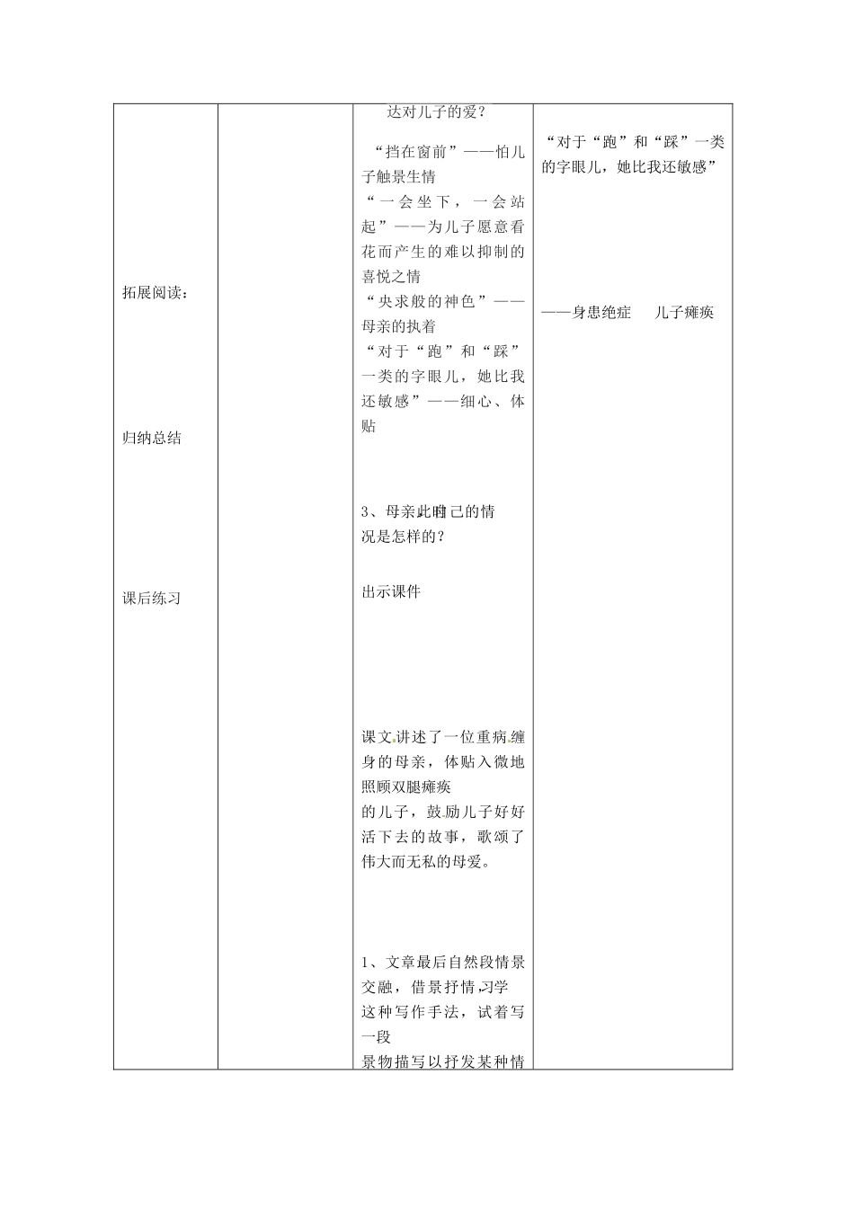天津市宝坻区马家店镇初级中学七年级语文上册 2 秋天的怀念教案2 （新版）新人教版_第2页