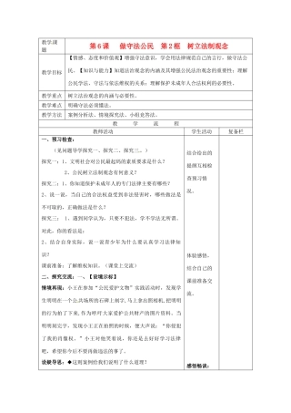 江苏省连云港市九年级政治《6.2 树立法制观念》教案