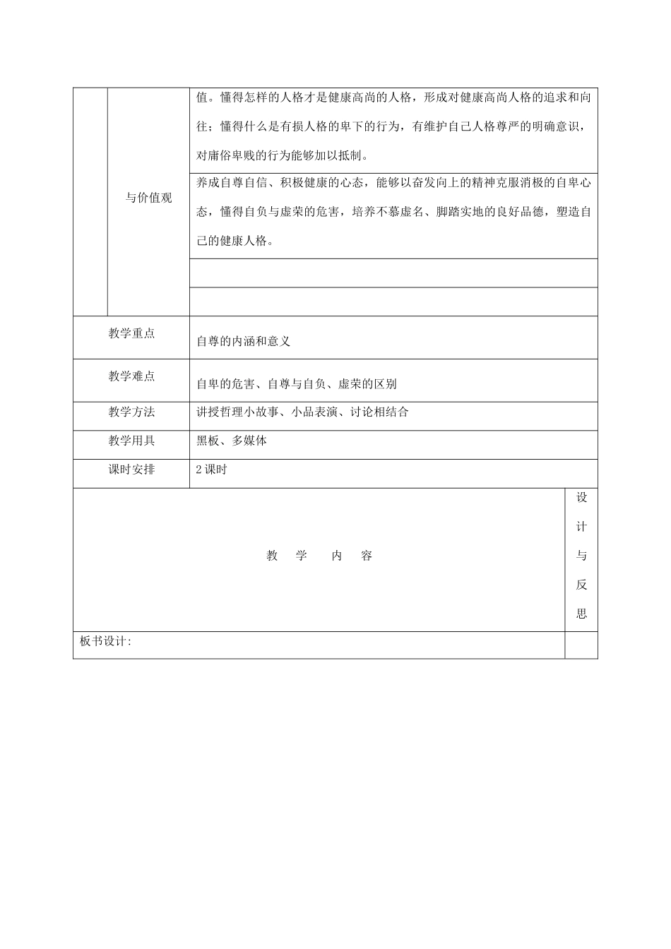 福建省厦门市同安第二十四中学八年级政治上册 1.1 自尊自爱教案 粤教版_第2页
