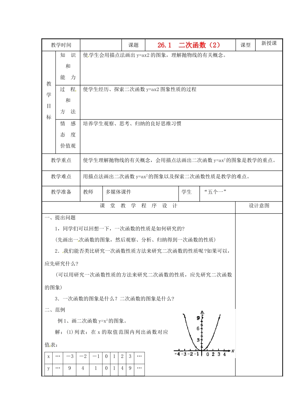 广东省珠海市金海岸中学九年级数学《二次函数》教案_第1页