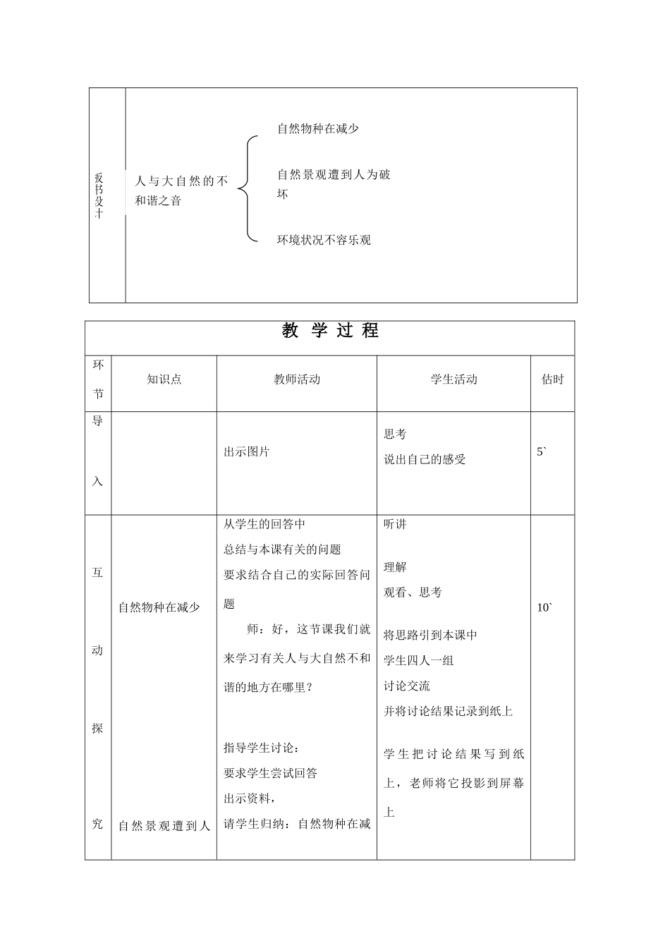 八年级政治 第六单元与大自然和谐相处教案 鲁教版_第2页