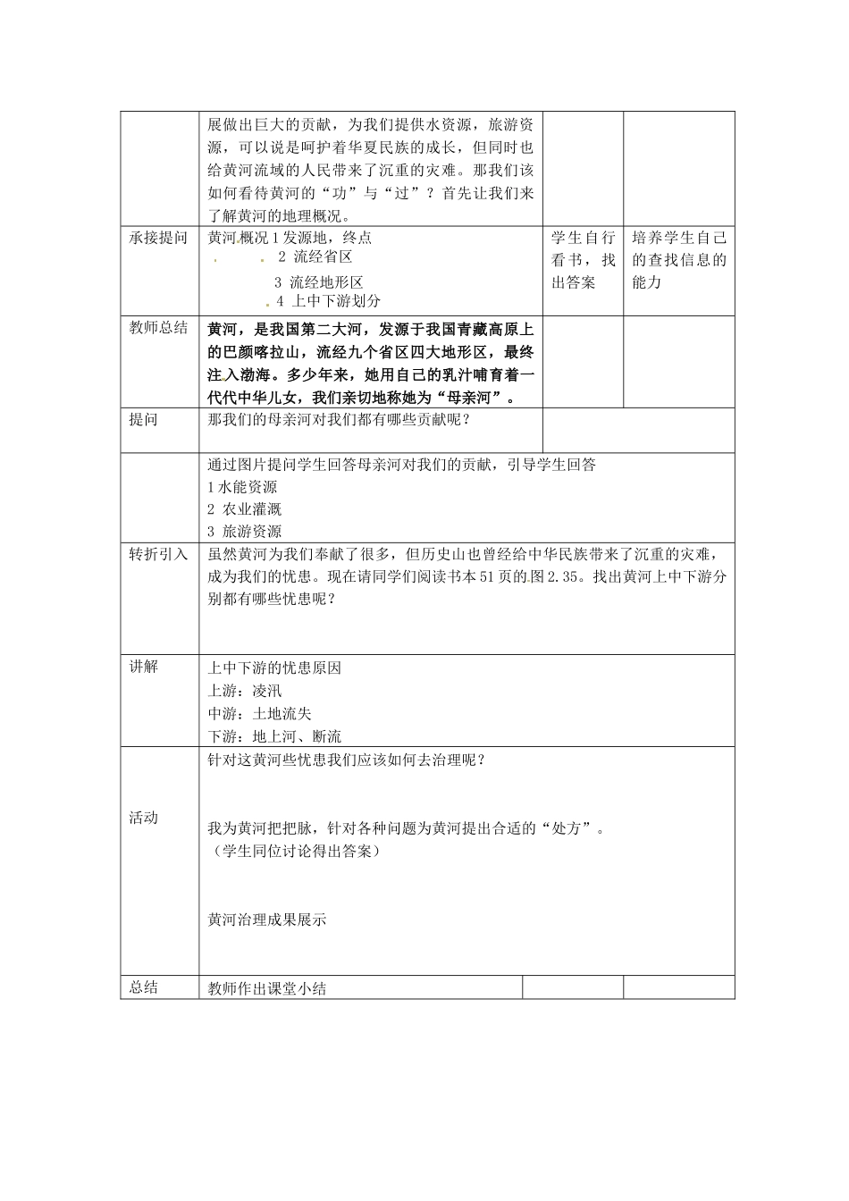 广东省广州市白云区汇侨中学八年级地理上册 第二章 第三节 黄河的治理教案 新人教版_第2页