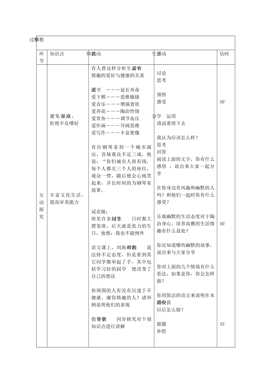 七年级政治下册 第十四课 第2框 过富有情趣的生活教案 鲁教版-鲁教版初中七年级下册政治教案_第3页