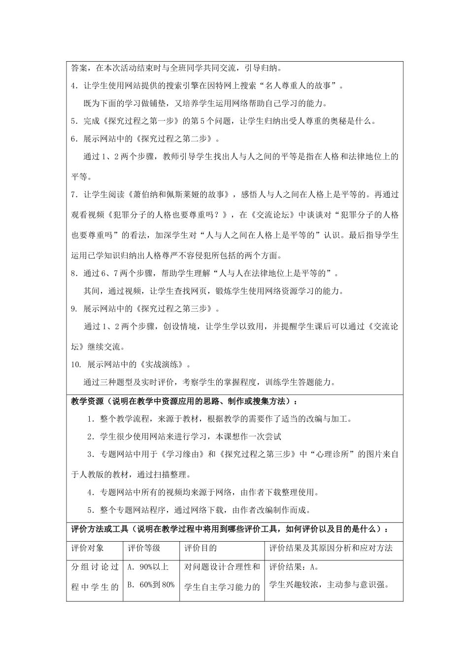 初中政治《受人尊重的奥秘》设计方案_第2页