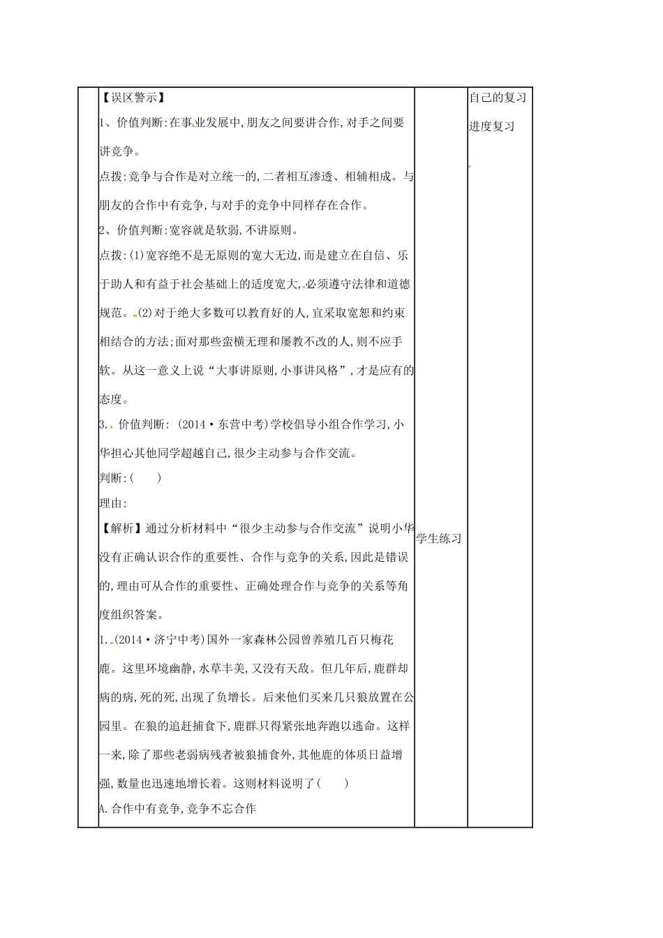 八年级政治上册 第5课 合作竞争求发展复习教案 鲁人版六三制-鲁人版初中八年级上册政治教案_第2页