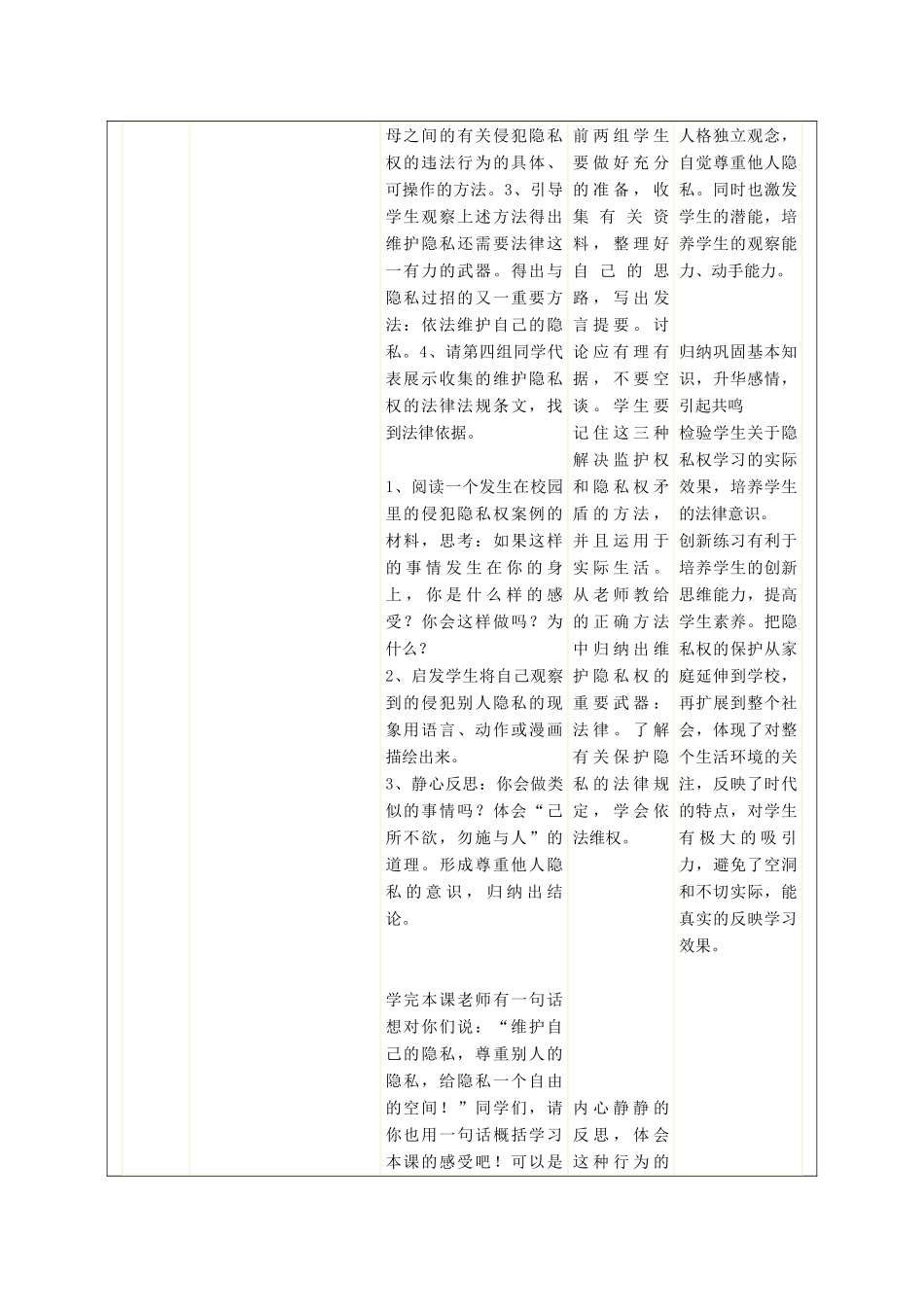 秋八年级政治上册 第5课 不要侵犯我的隐私教案 人民版-人民版初中八年级上册政治教案_第3页