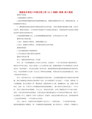 福建省永春县八年级生物上册《4.2 细菌》教案 新人教版