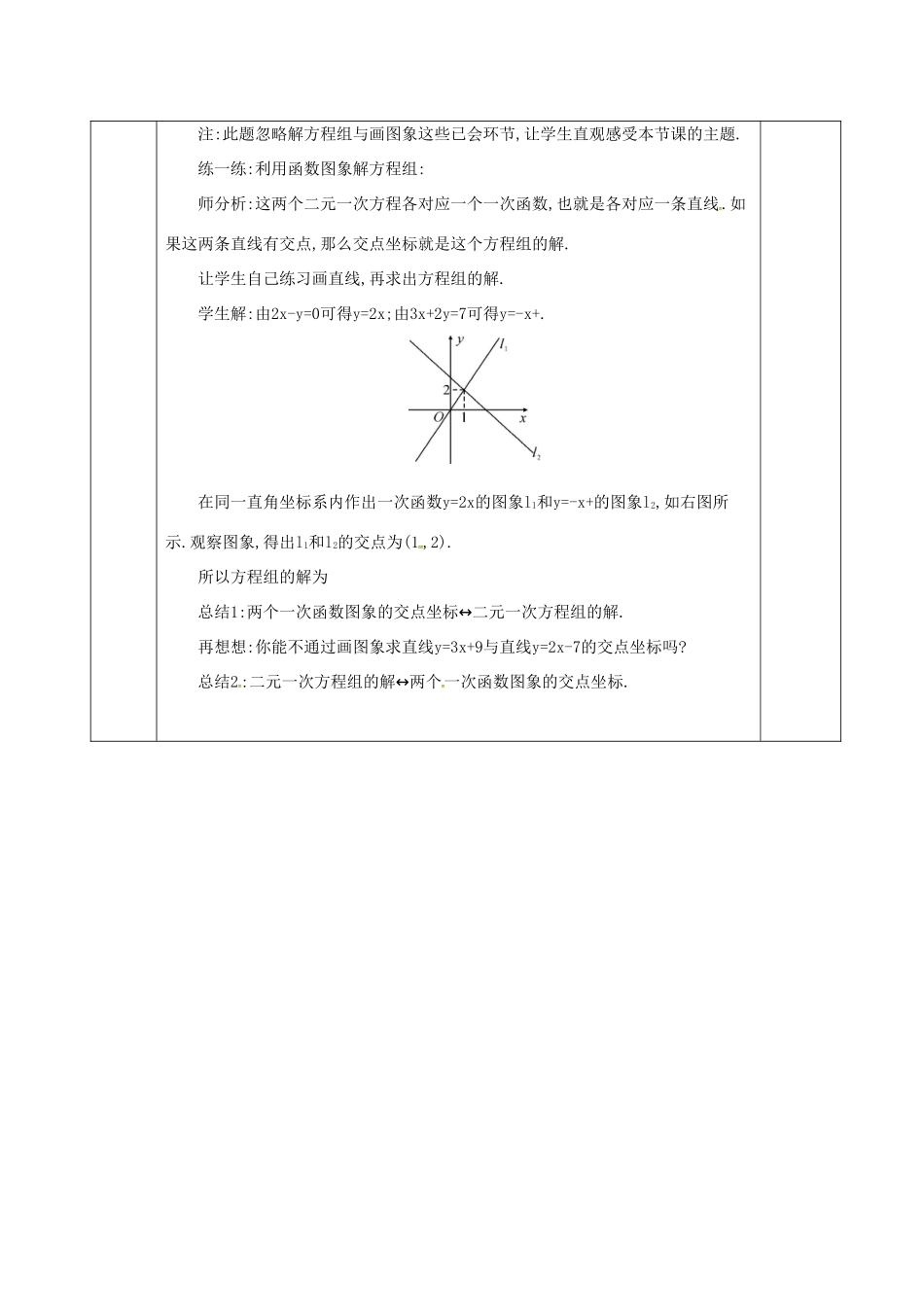 河北省邯郸市肥乡县八年级数学上册 第五章 二元一次方程组 第六节 二元一次方程与一次函数教案1 （新版）北师大版-（新版）北师大版初中八年级上册数学教案_第2页