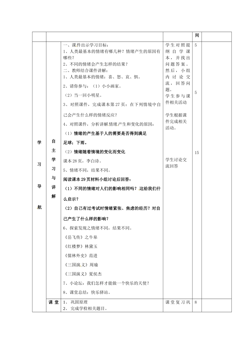 山东省邹平县实验中学七年级政治下册《13.1 你了解自己的情绪吗》教案 鲁教版_第2页