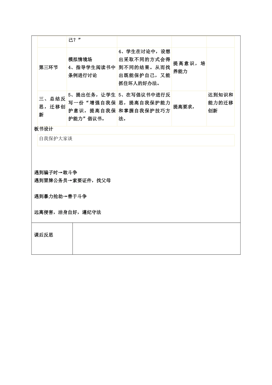 秋八年级政治上册 第9课 自我保护大家谈教案 人民版-人民版初中八年级上册政治教案_第3页