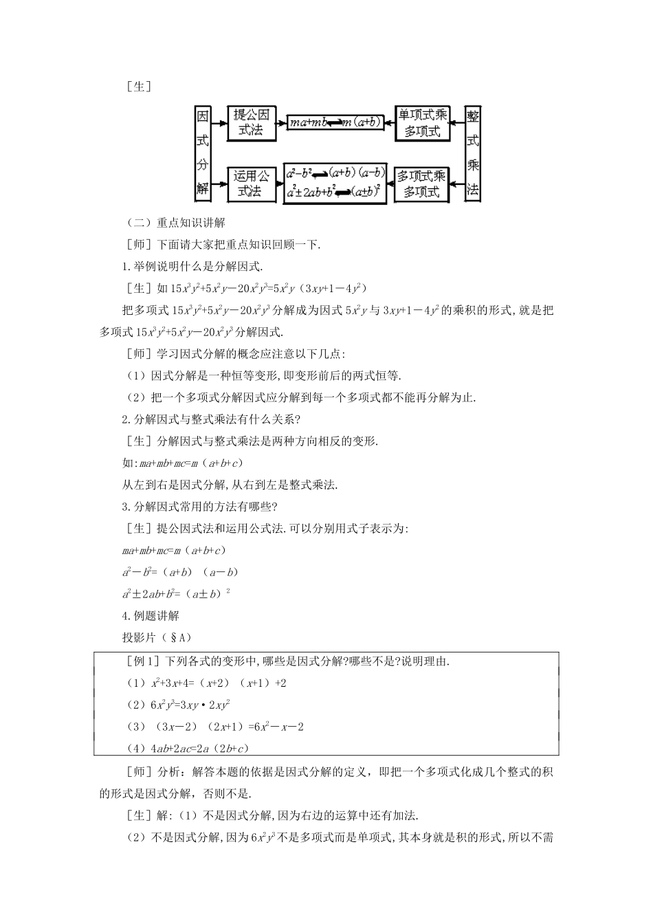 八年级数学下：第一章因式分解复习教案湘教版_第2页
