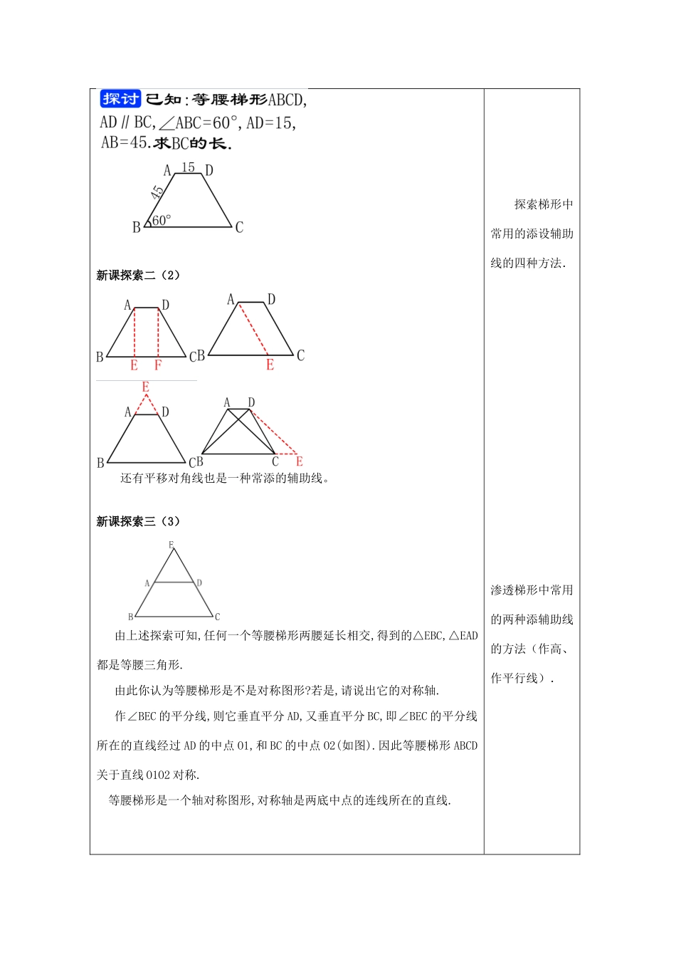 春八年级数学下册 22.5 等腰梯形（1）等腰梯形教案 沪教版五四制-沪教版初中八年级下册数学教案_第3页