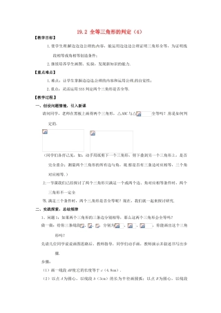 八年级数学下册 19.2全等三角形的判定（4）教案 华东师大版