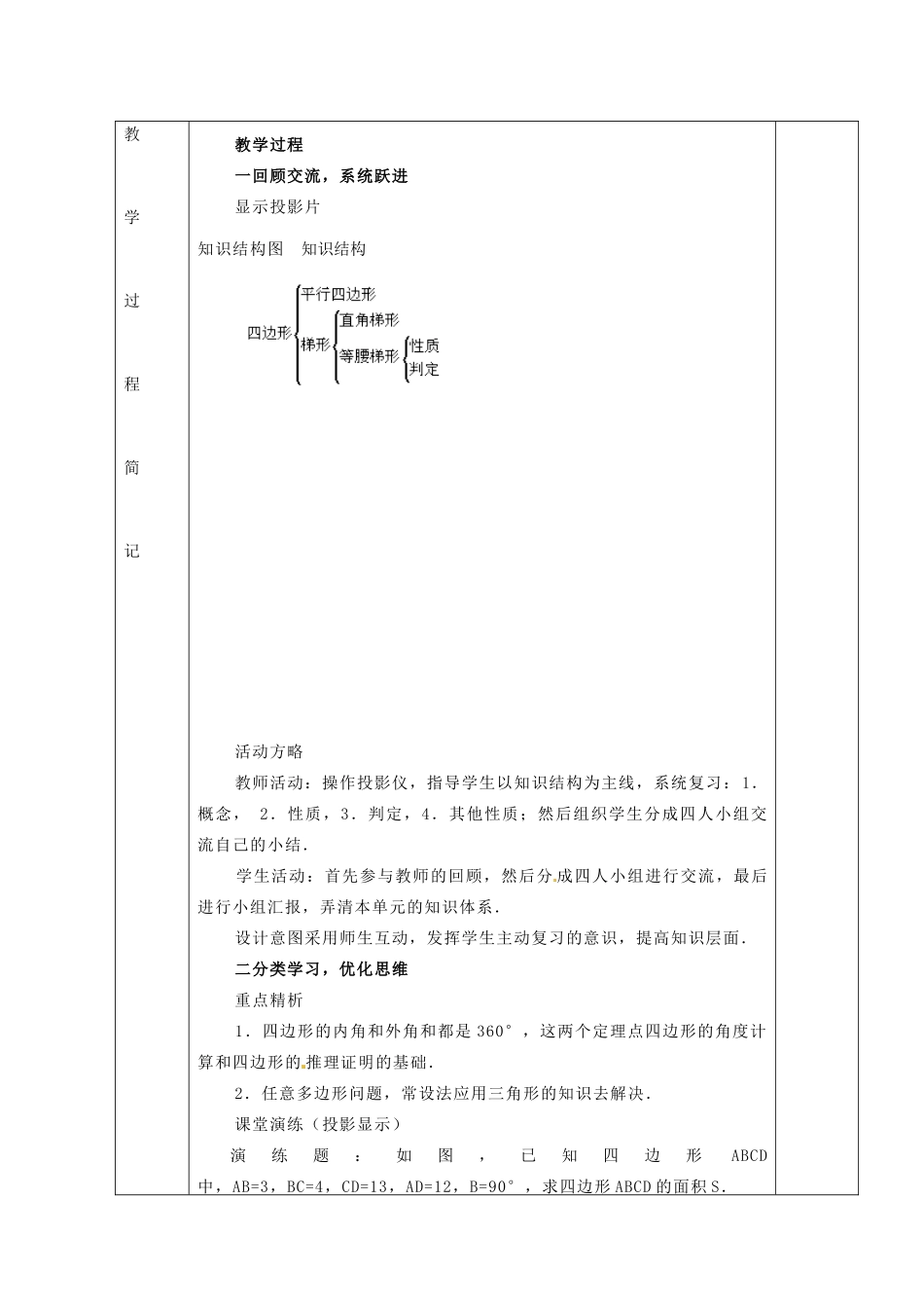 福建东侨经济开发区中学七年级数学下册《四边形》教案_第2页