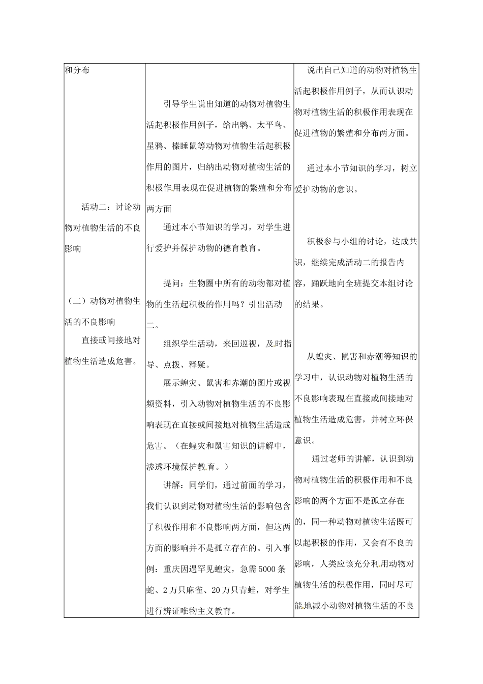 第四单元 第七章 动物在生物圈中的作用 教案_第3页