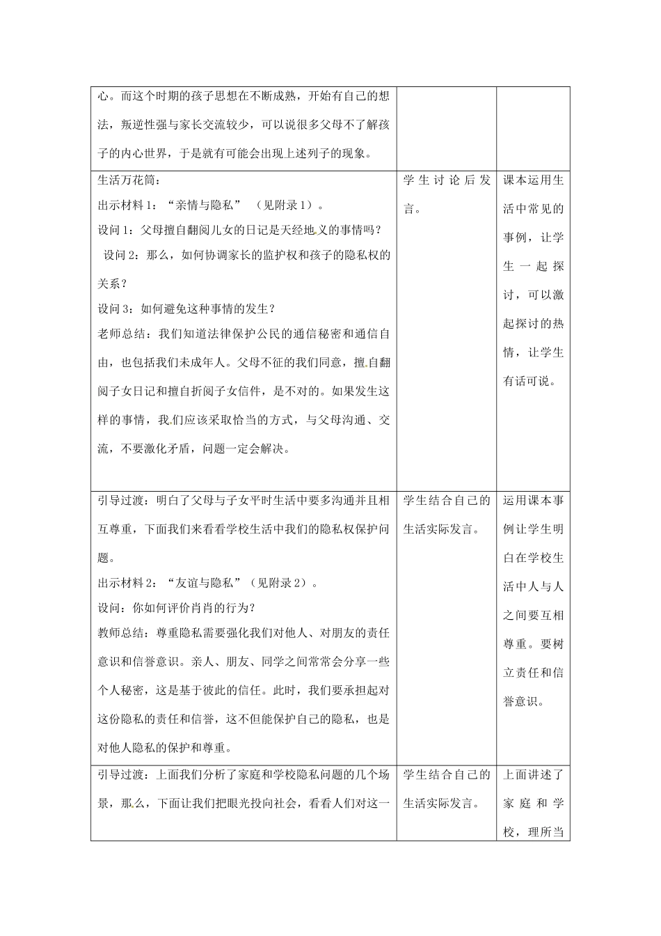 新疆石河子市第八中学八年级政治下册《尊重和维护隐私权》教案 新人教版_第2页