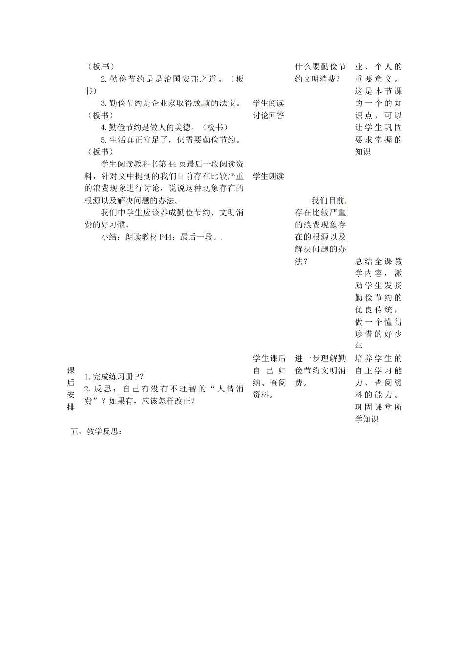 四川省遂宁市广德初级中学九年级政治全册 2.3.2富而思源富而思进 勤俭节约文明消费教案 教科版_第3页