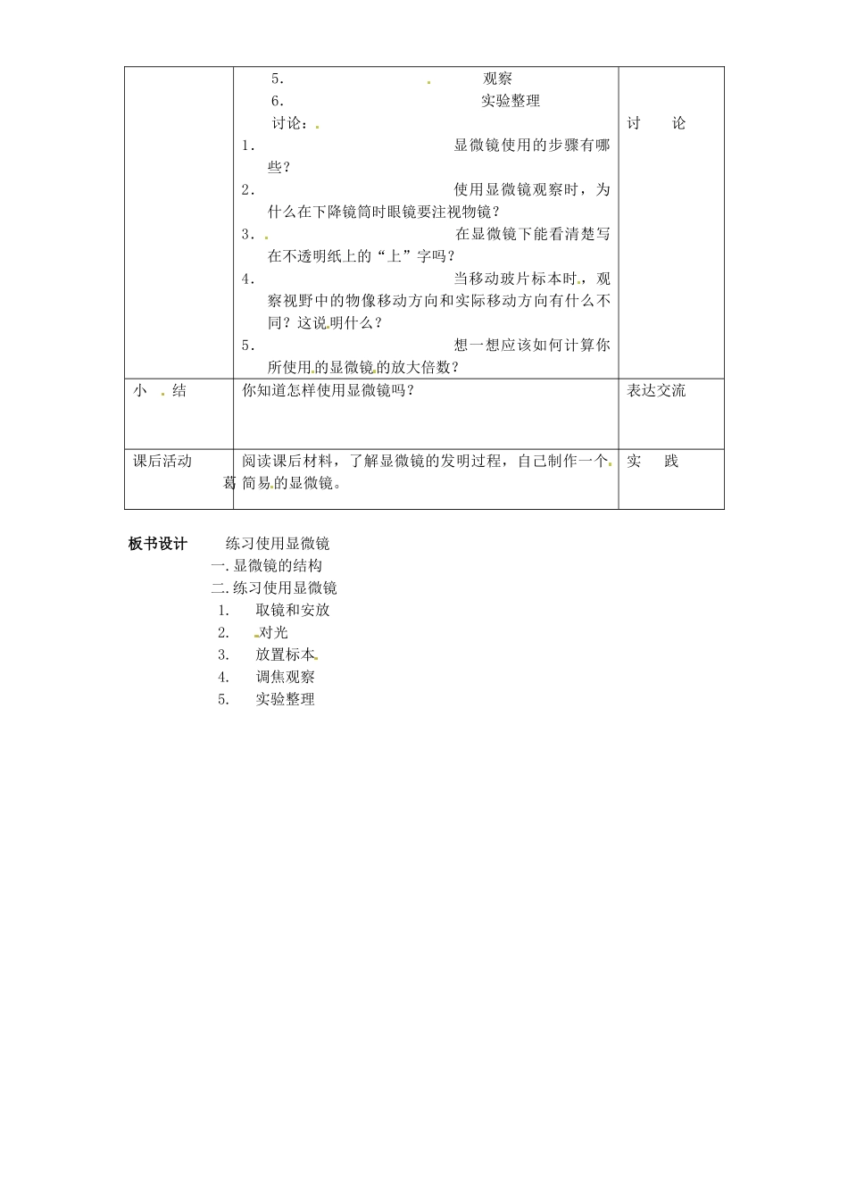 广州市白云区汇侨中学七年级生物上册《第二单元 第一章 第一节 练习使用显微镜》教案 新人教版_第2页