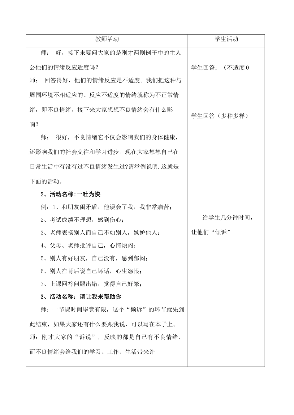 七年级政治上册 调控情绪教案  人教新课标版_第3页