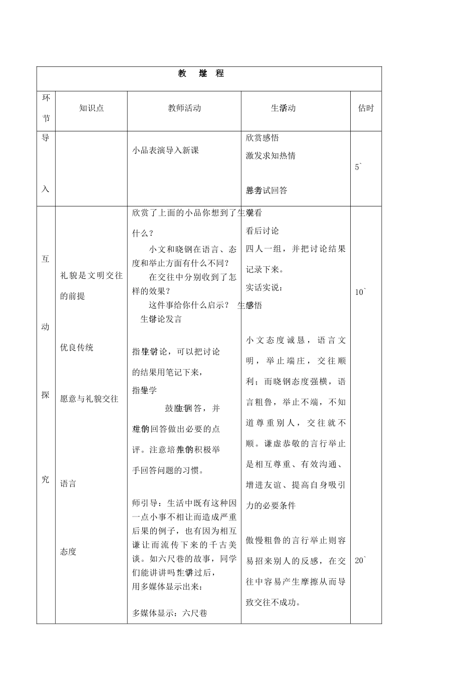 八年级思品上册 7文明交往礼为先同步教案 鲁教版_第2页