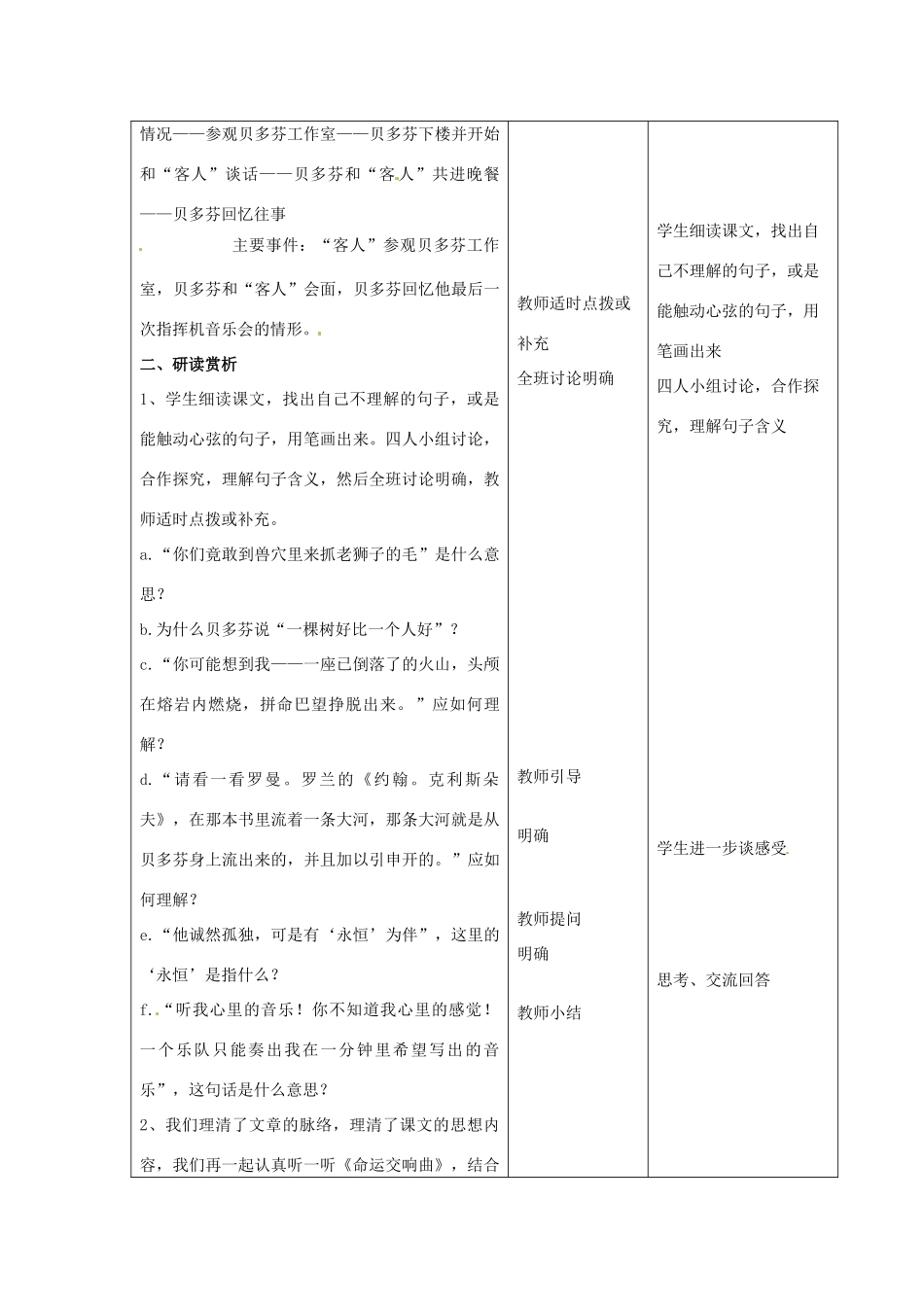 山东省青岛市平度市灰埠镇灰埠中学七年级语文下册《第13课 音乐巨人贝多芬》教案2 新人教版_第3页
