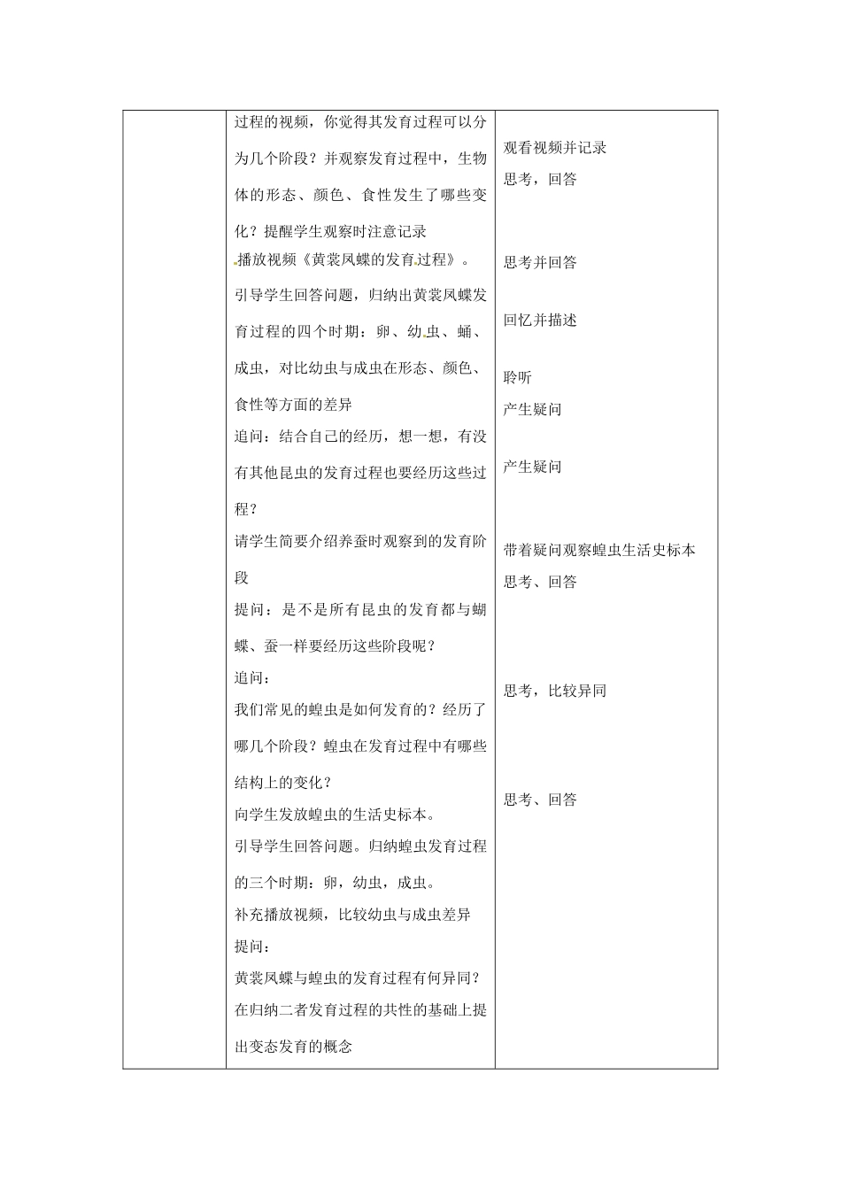 福建省邵武七中八年级生物上册 昆虫的生殖和发育教案 北师大版_第3页