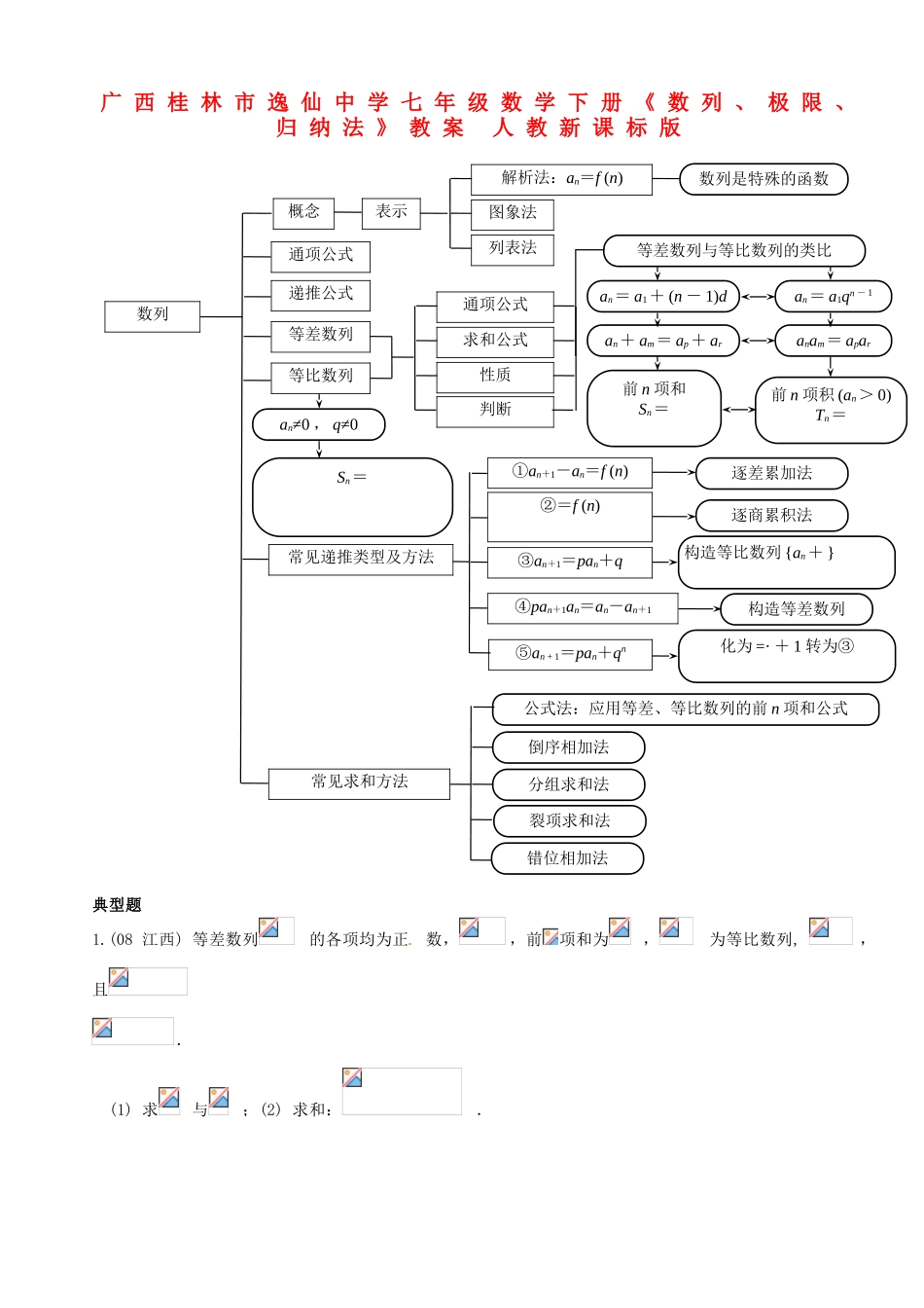 广西桂林市逸仙中学七年级数学下册《数列、极限、归纳法》教案 人教新课标版_第1页